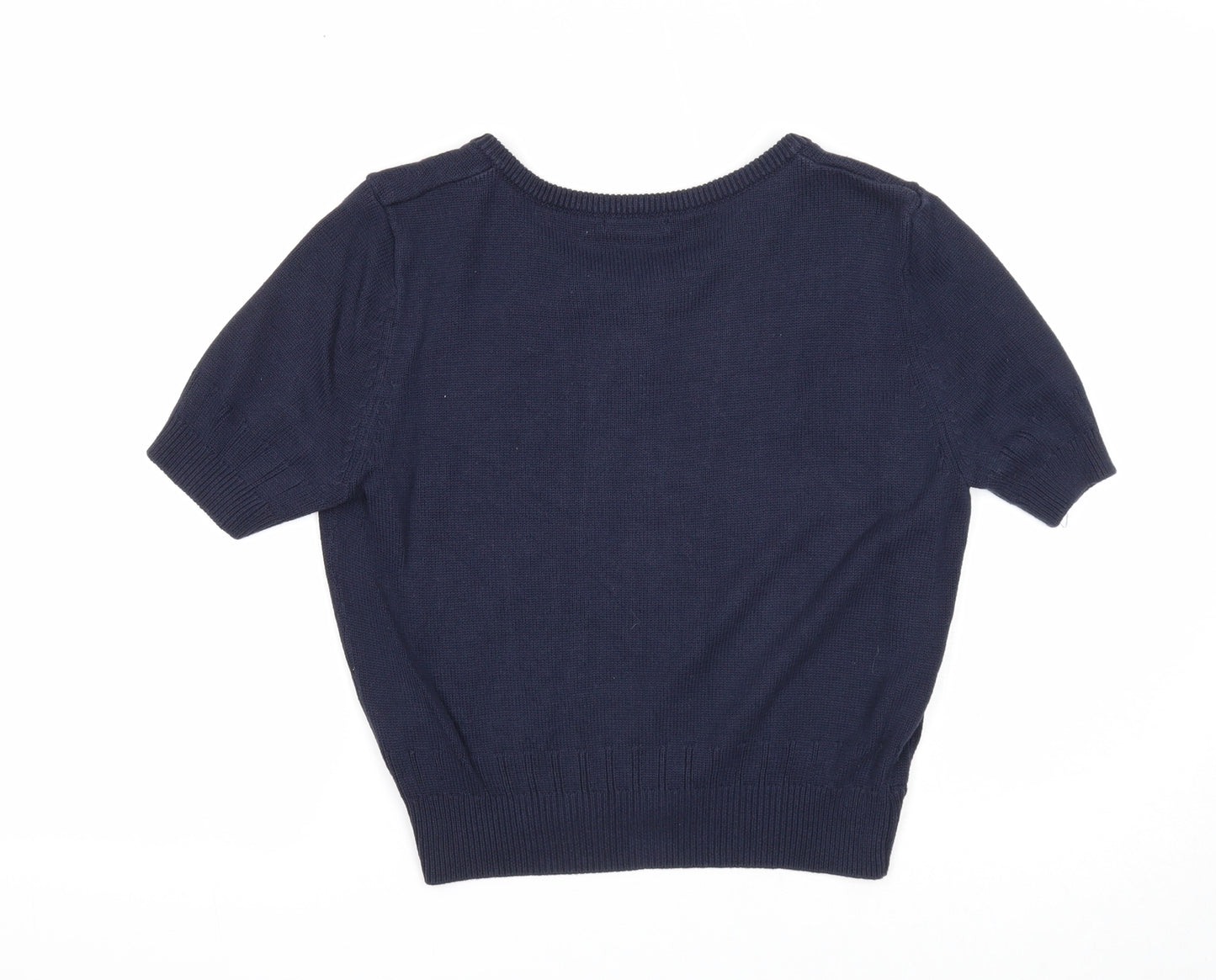 H&M Womens Blue Round Neck Acrylic Cardigan Jumper Size XS