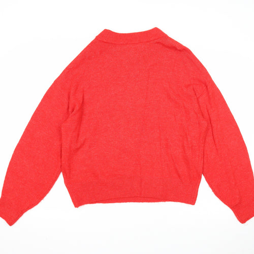 H&M Womens Red Round Neck Acrylic Pullover Jumper Size S - Gloves Actually