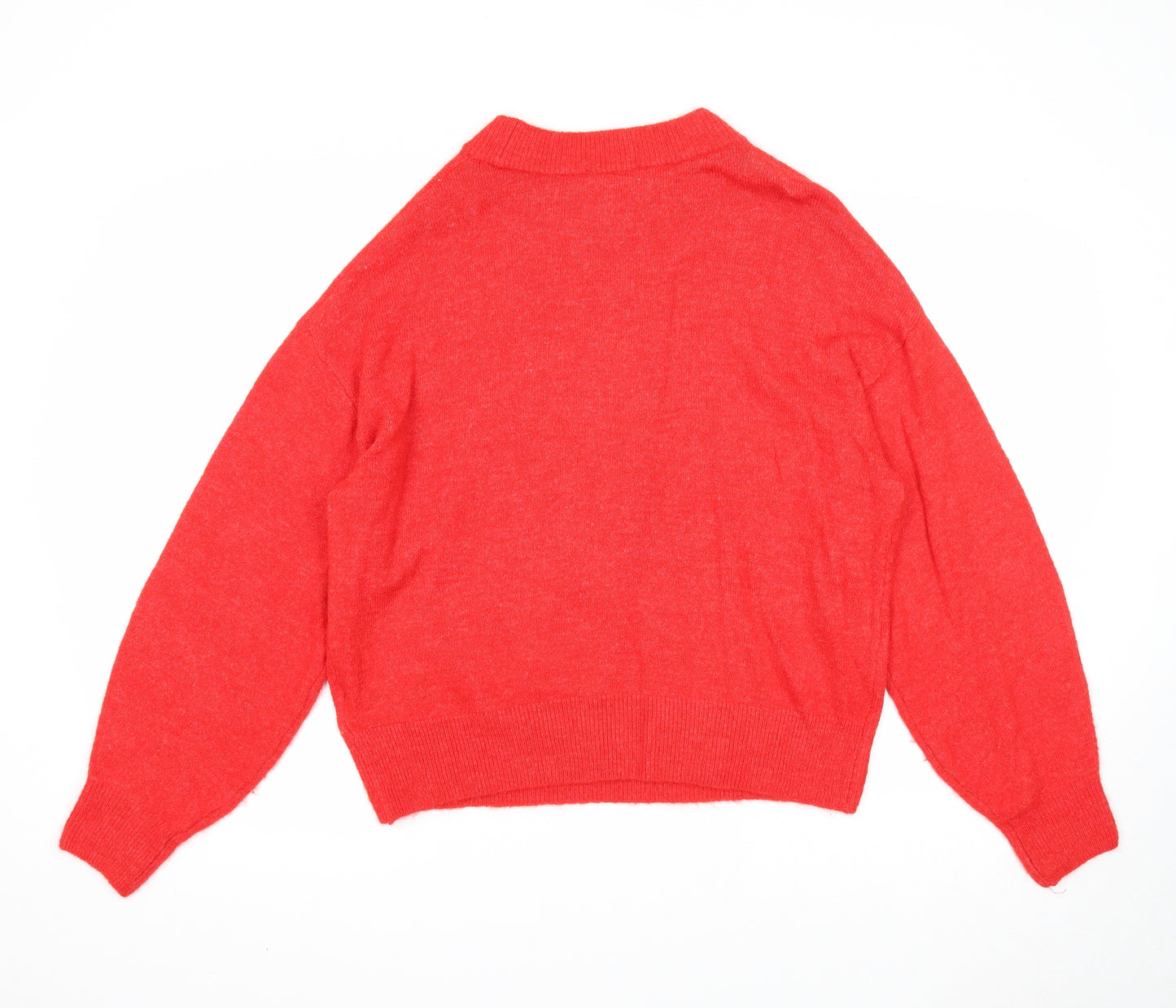 H&M Womens Red Round Neck Acrylic Pullover Jumper Size S - Gloves Actually