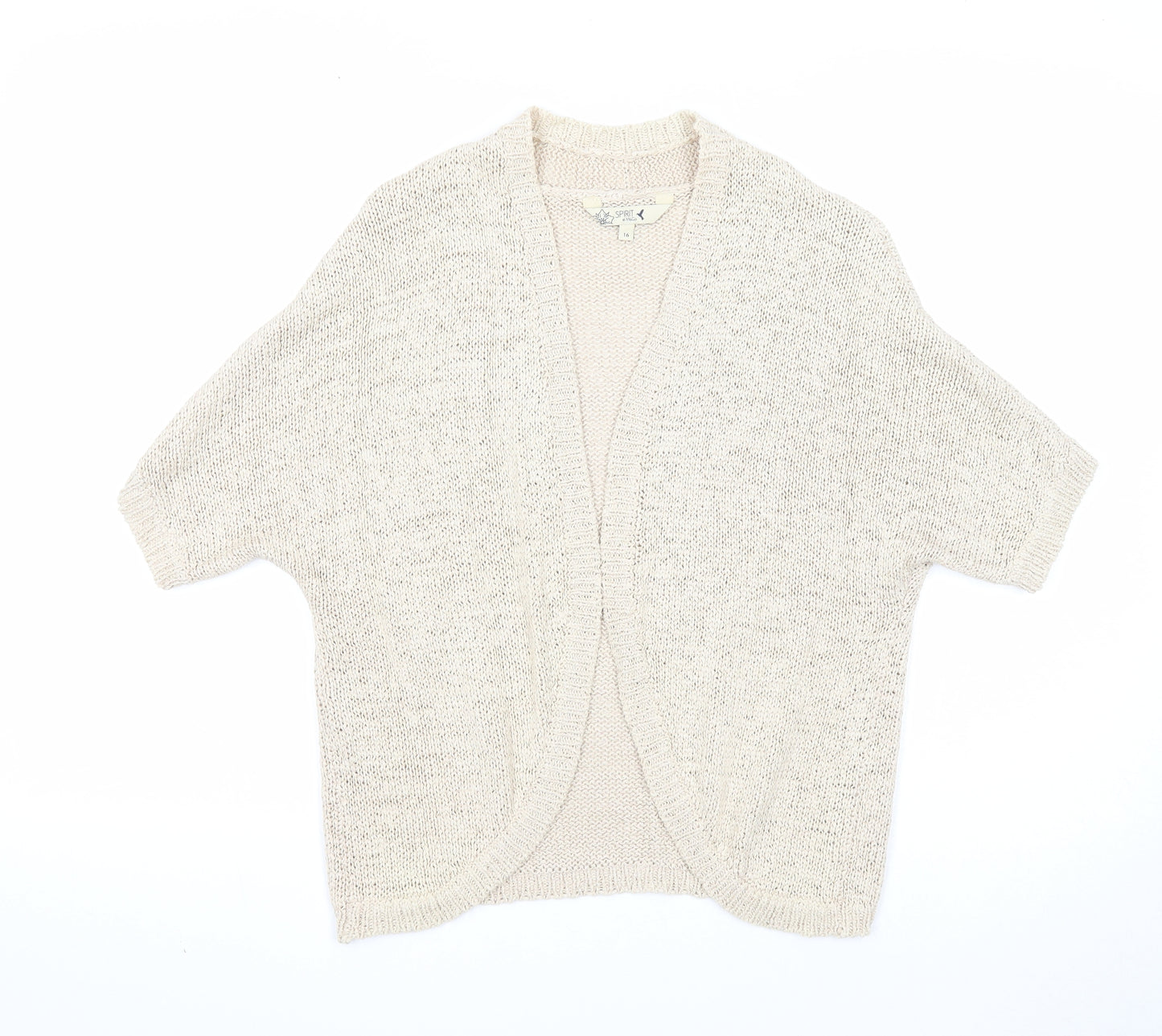 M&Co Womens Beige V-Neck Cotton Cardigan Jumper Size 16