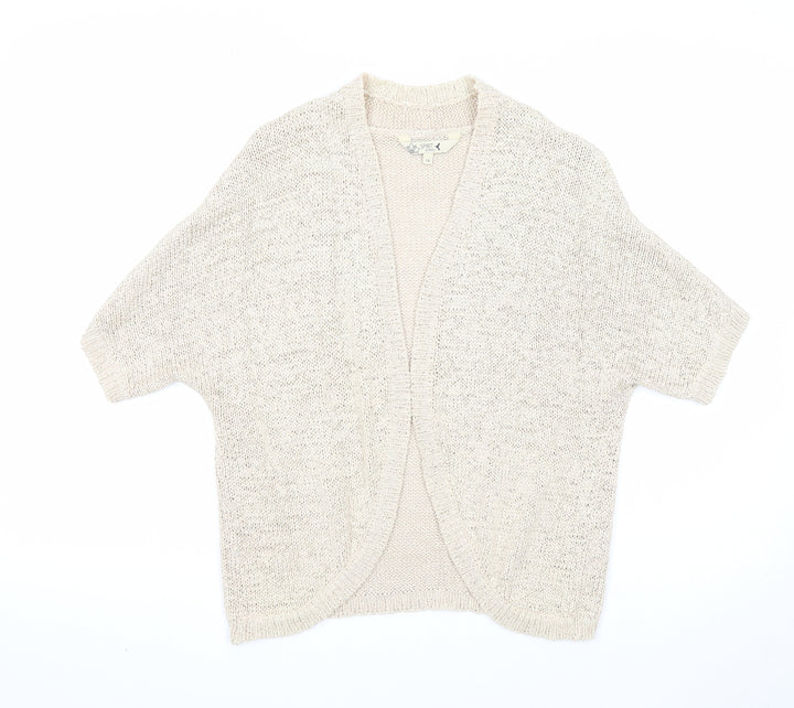 M&Co Womens Beige V-Neck Cotton Cardigan Jumper Size 16