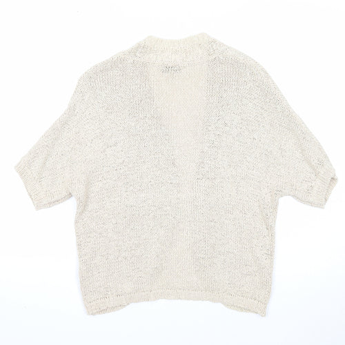 M&Co Womens Beige V-Neck Cotton Cardigan Jumper Size 16