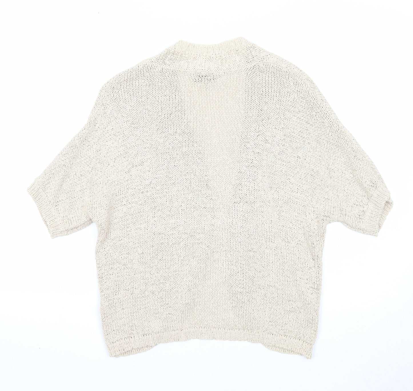 M&Co Womens Beige V-Neck Cotton Cardigan Jumper Size 16