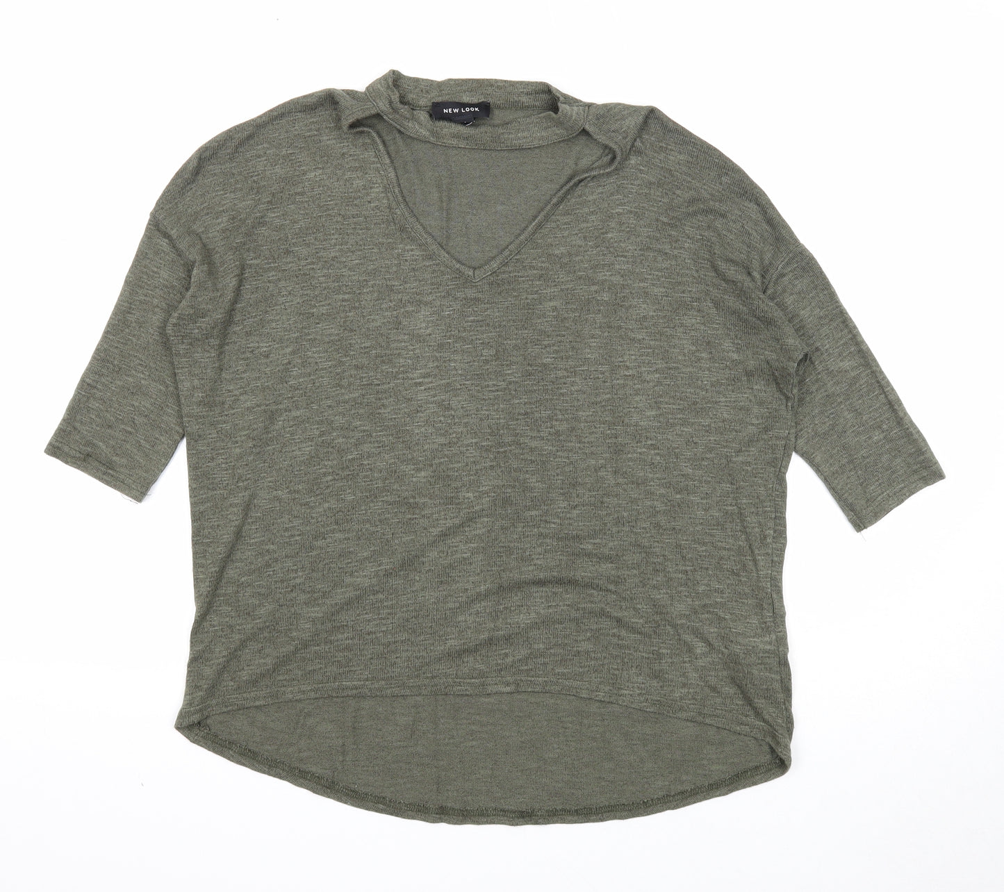 New Look Womens Green Round Neck Viscose Pullover Jumper Size S