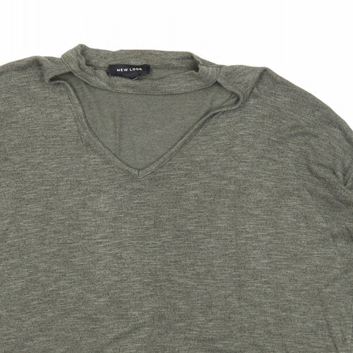 New Look Womens Green Round Neck Viscose Pullover Jumper Size S