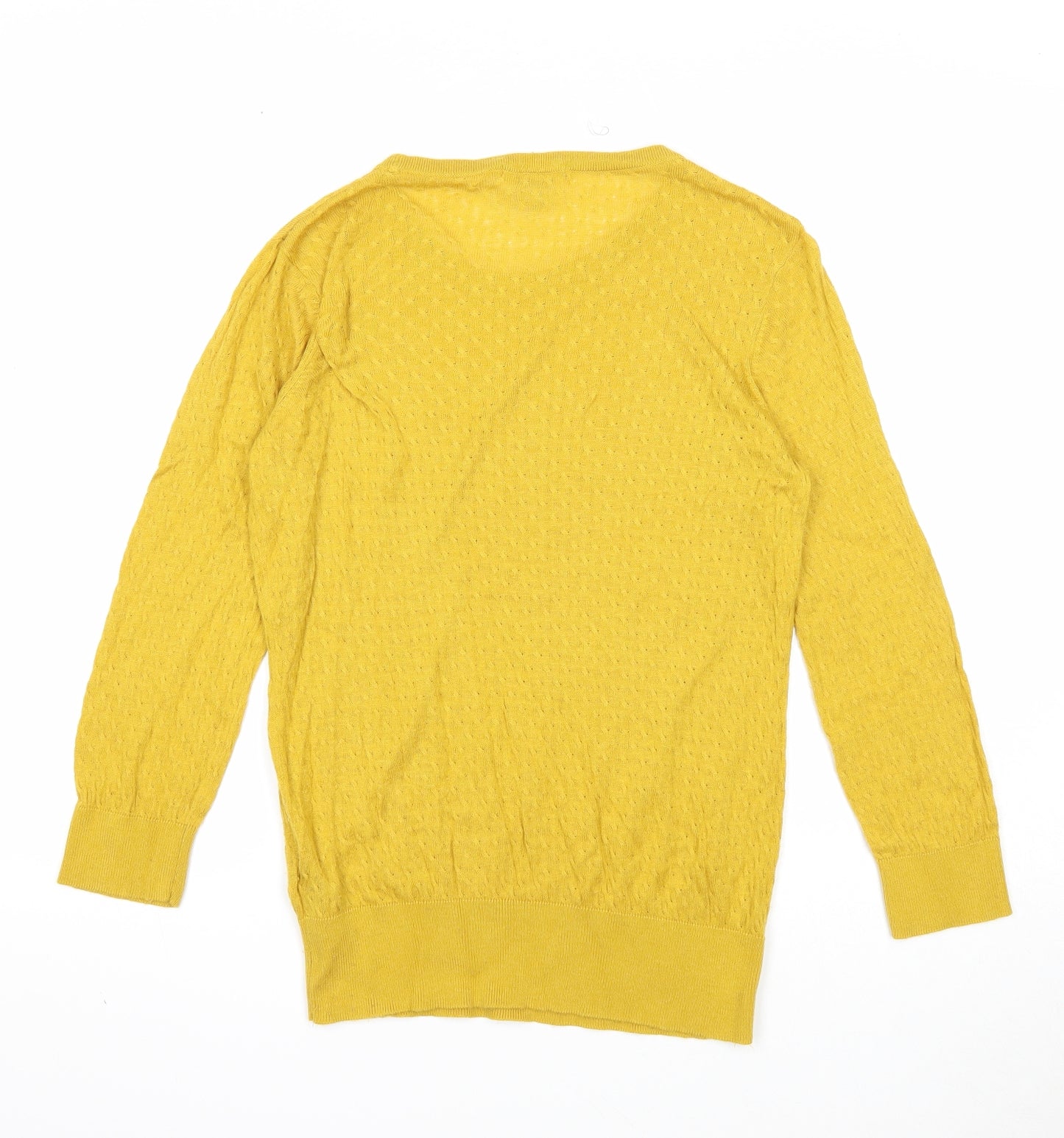 H&M Womens Yellow Round Neck Viscose Pullover Jumper Size M