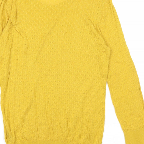 H&M Womens Yellow Round Neck Viscose Pullover Jumper Size M