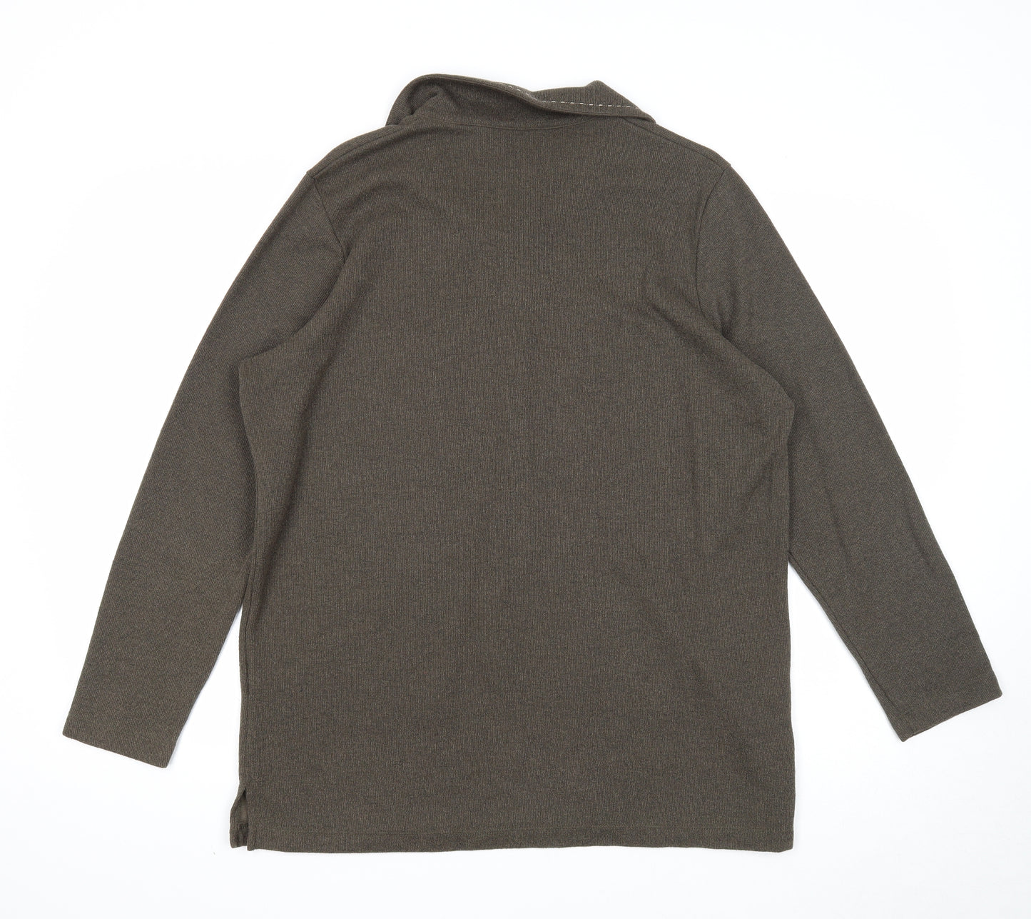 BHS Womens Green Collared Cotton Pullover Jumper Size 16