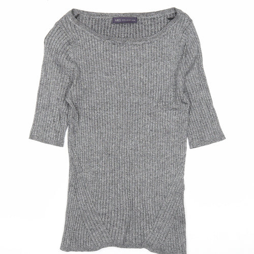 Marks and Spencer Womens Grey Boat Neck Viscose Pullover Jumper Size 10