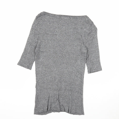 Marks and Spencer Womens Grey Boat Neck Viscose Pullover Jumper Size 10