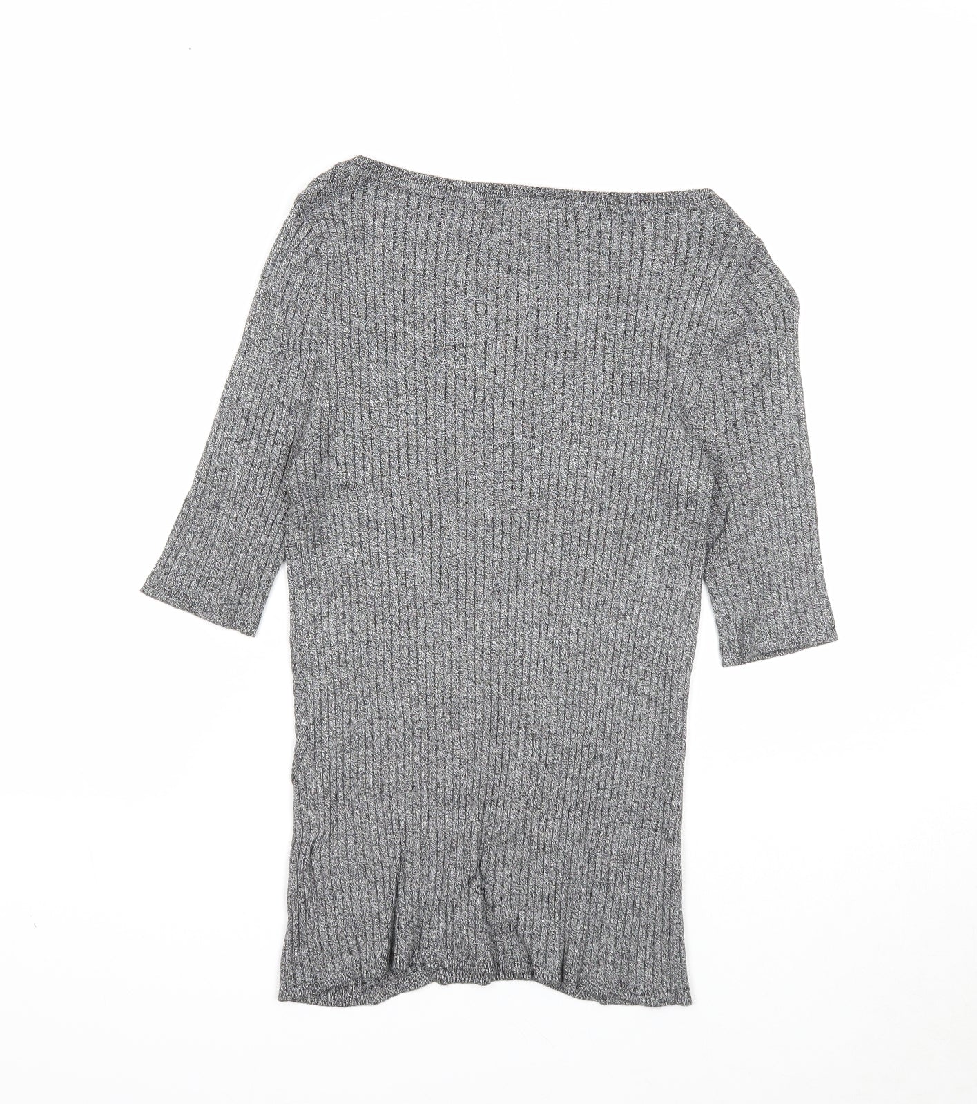 Marks and Spencer Womens Grey Boat Neck Viscose Pullover Jumper Size 10