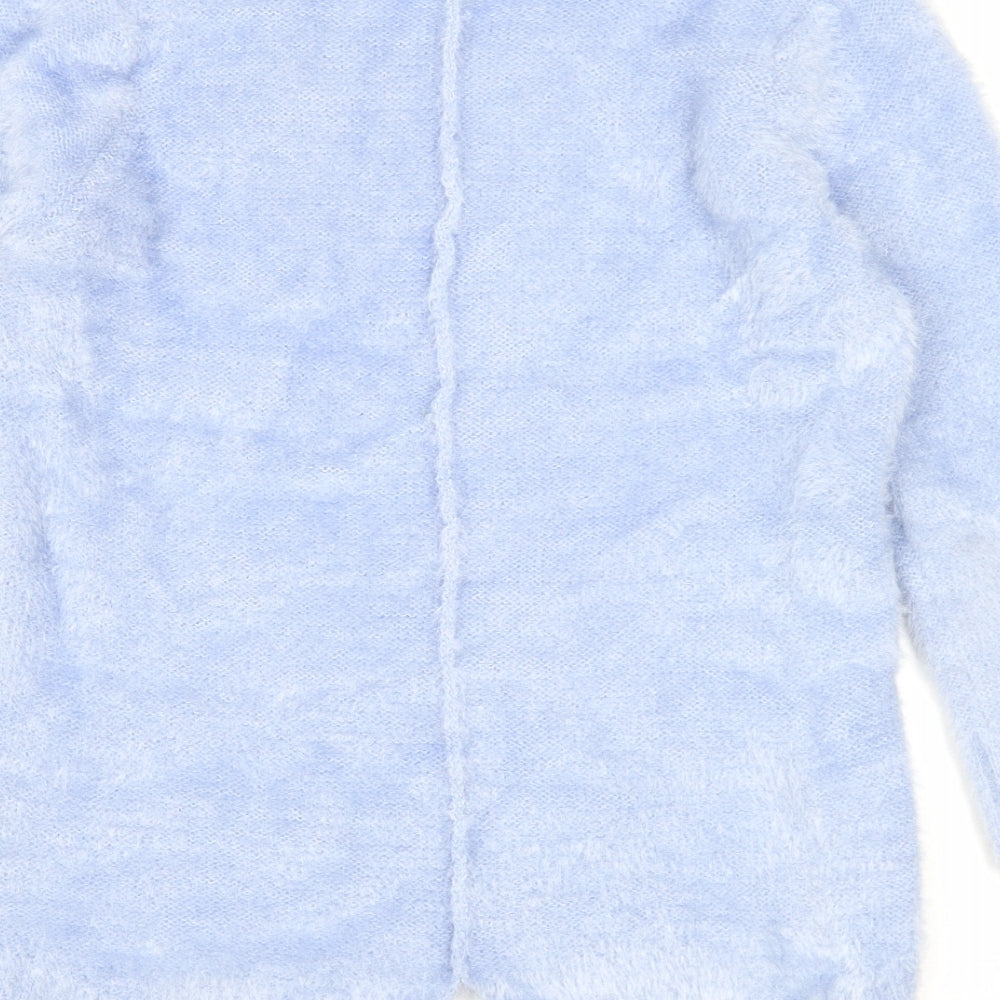 M&Co Womens Blue Scoop Neck Polyester Pullover Jumper Size 12