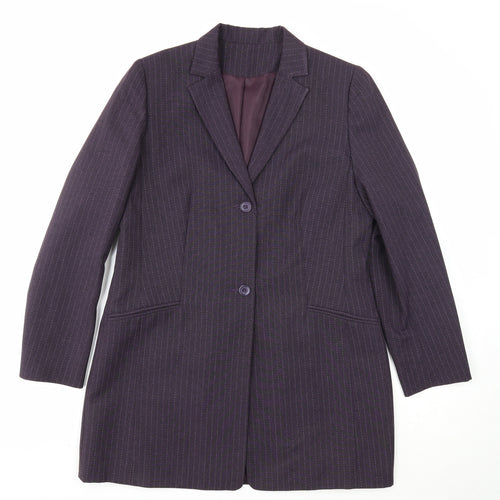 Dorothy Perkins Womens Purple Striped Jacket Blazer Size 14 Button