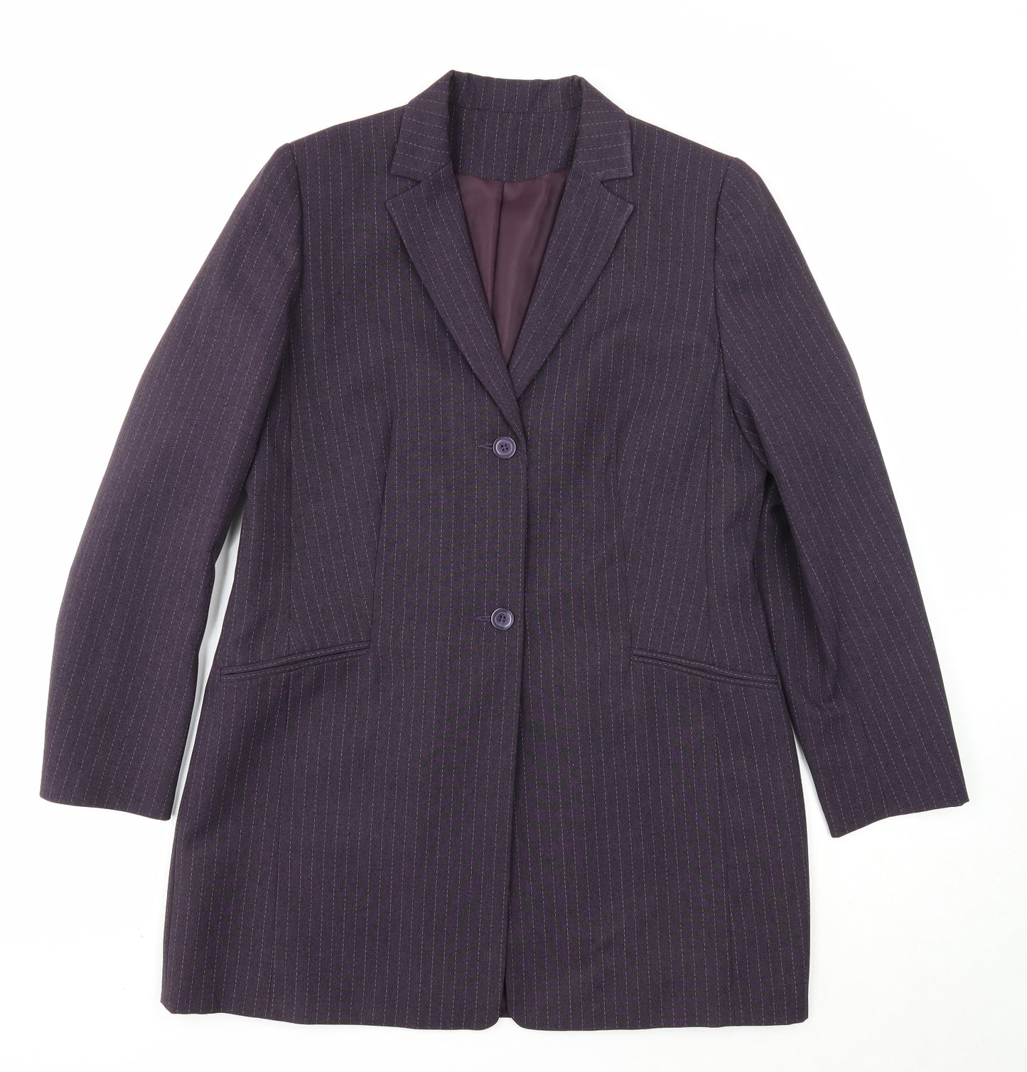 Dorothy Perkins Womens Purple Striped Jacket Blazer Size 14 Button
