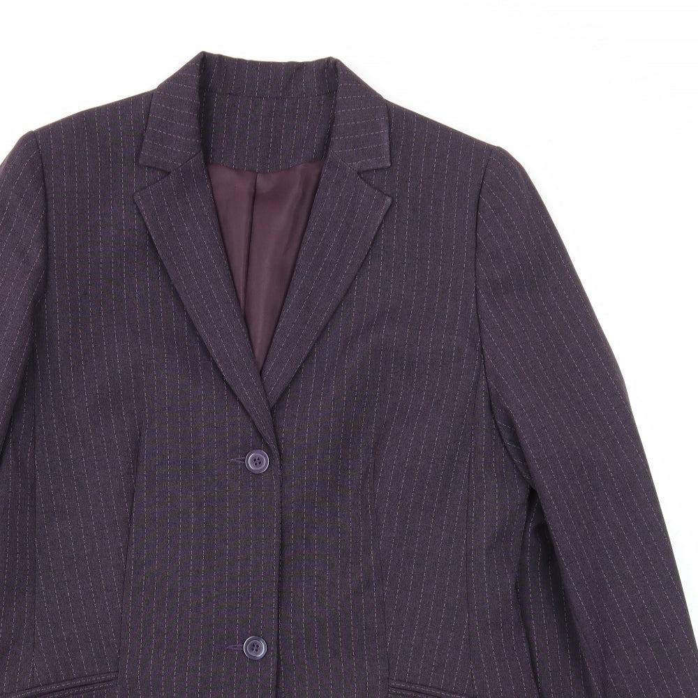 Dorothy Perkins Womens Purple Striped Jacket Blazer Size 14 Button