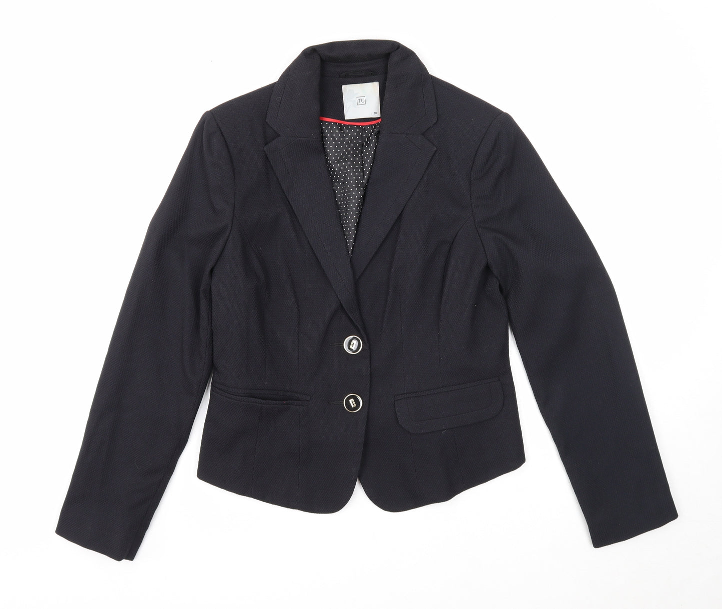 TU Womens Black Jacket Blazer Size 10 Button