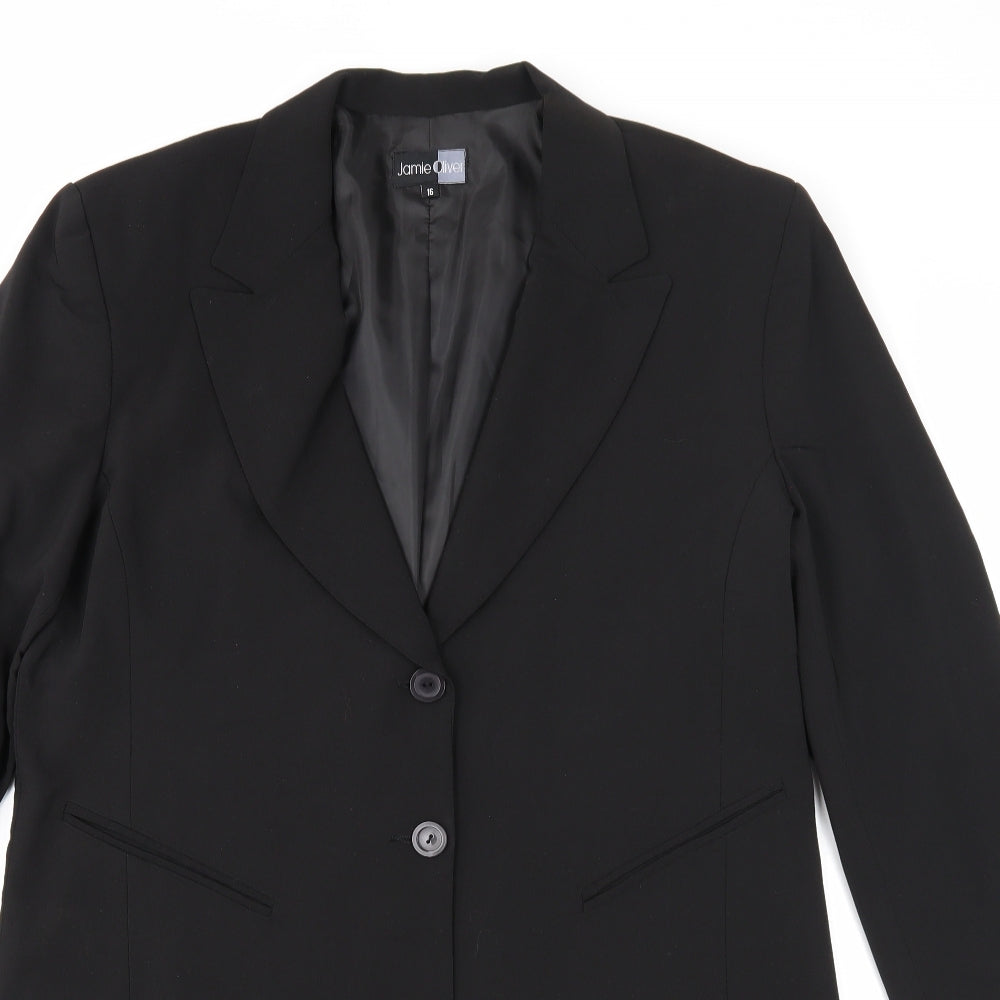 Jamie Oliver Womens Black Jacket Blazer Size 16 Button