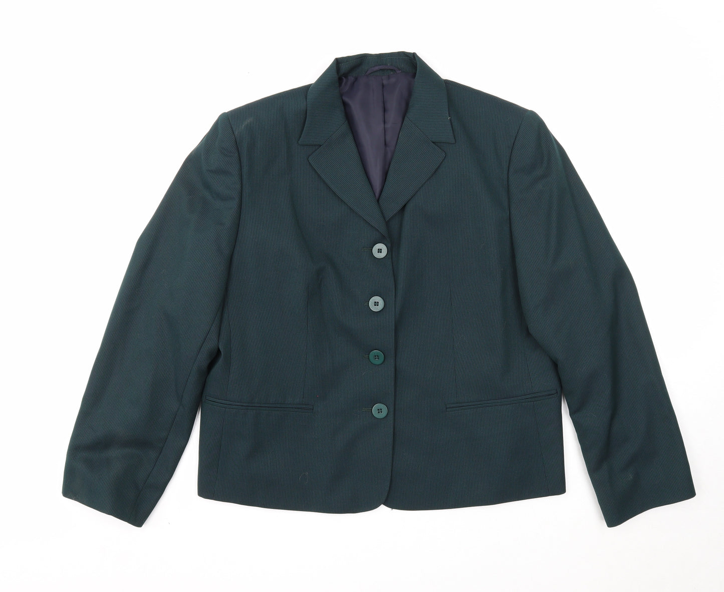 Preworn Womens Green Polyester Jacket Blazer Size 18