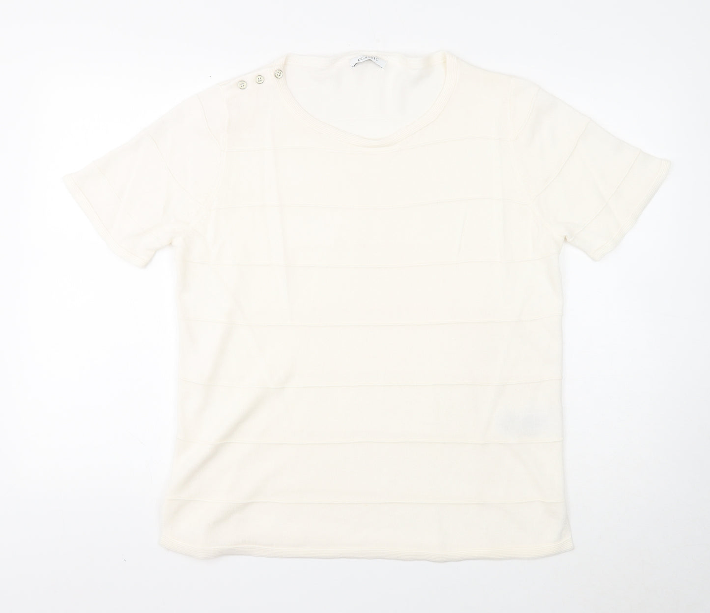 Marks and Spencer Womens White Round Neck Acrylic Pullover Jumper Size 14