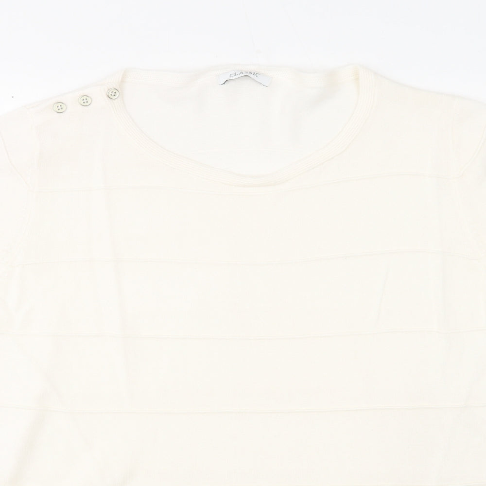 Marks and Spencer Womens White Round Neck Acrylic Pullover Jumper Size 14