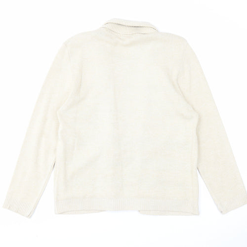 Glimpse Womens Beige Scoop Neck Acrylic Pullover Jumper Size M