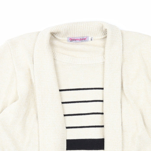 Glimpse Womens Beige Scoop Neck Acrylic Pullover Jumper Size M