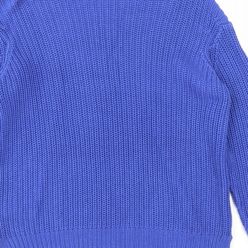 Divided Womens Blue Scoop Neck Acrylic Pullover Jumper Size 10