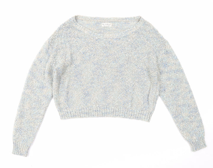 Miss Selfridge Womens Blue Boat Neck Acrylic Pullover Jumper Size 12