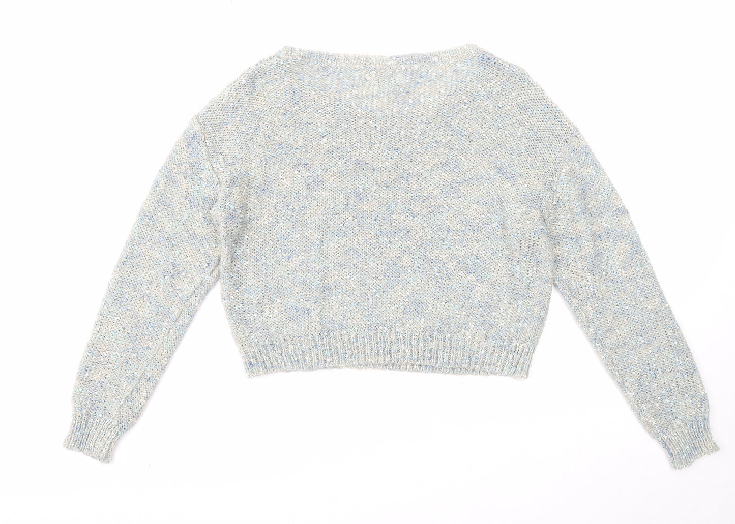 Miss Selfridge Womens Blue Boat Neck Acrylic Pullover Jumper Size 12