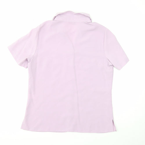EWM Womens Purple Polyester Basic T-Shirt Size 12 V-Neck