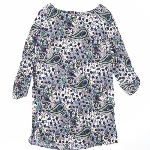 Izabel London Womens Multicoloured Paisley Viscose Shift Size 12 Boat Neck Zip