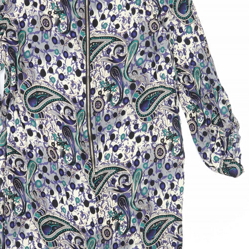Izabel London Womens Multicoloured Paisley Viscose Shift Size 12 Boat Neck Zip