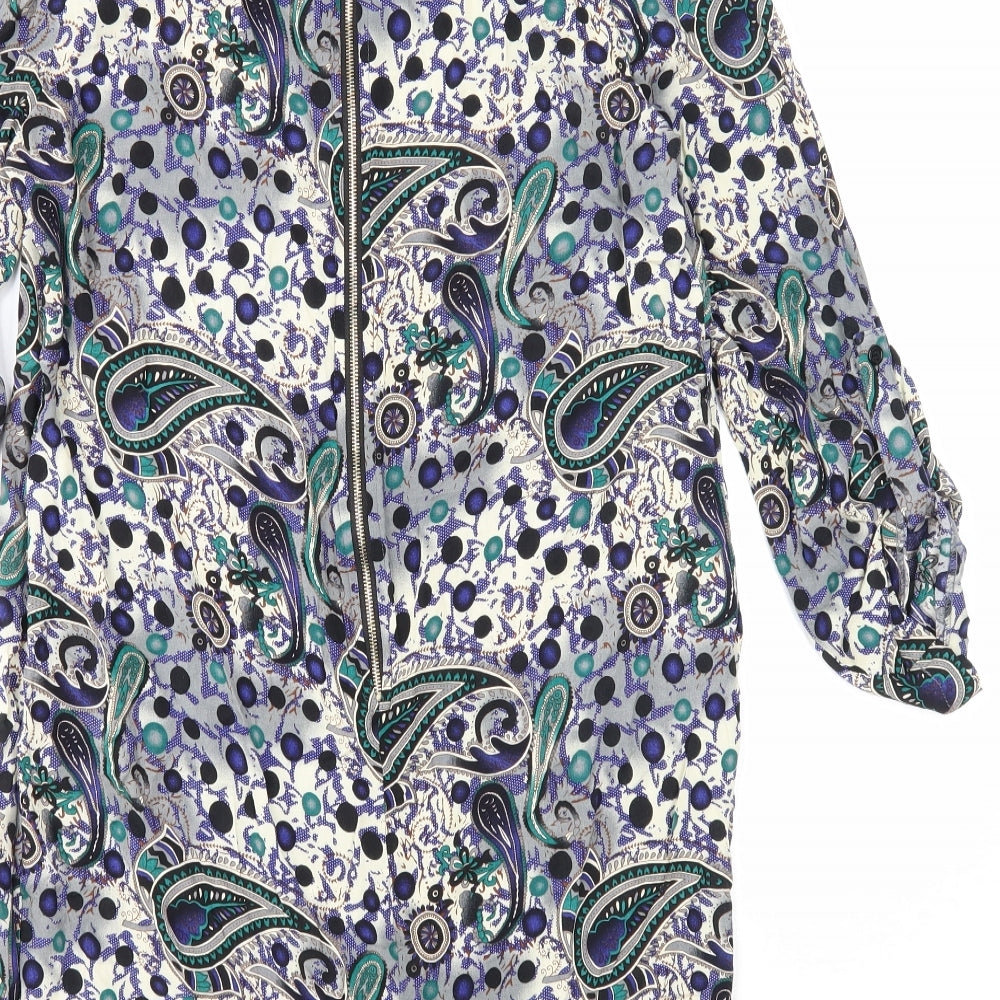 Izabel London Womens Multicoloured Paisley Viscose Shift Size 12 Boat Neck Zip