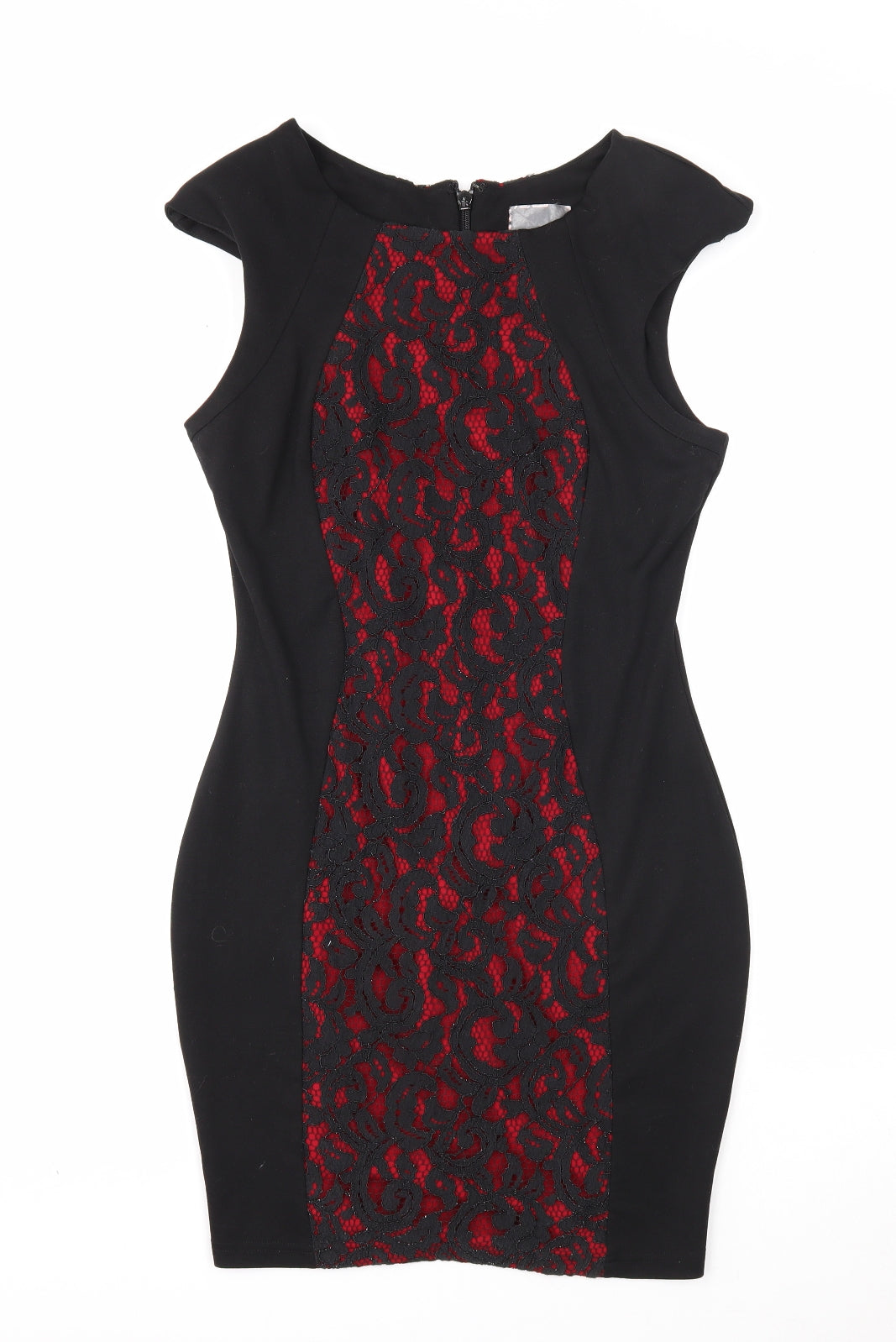 Lipsy Womens Black Polyester Pencil Dress Size 14 Boat Neck Zip