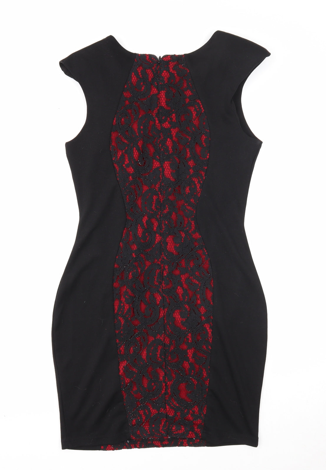 Lipsy Womens Black Polyester Pencil Dress Size 14 Boat Neck Zip