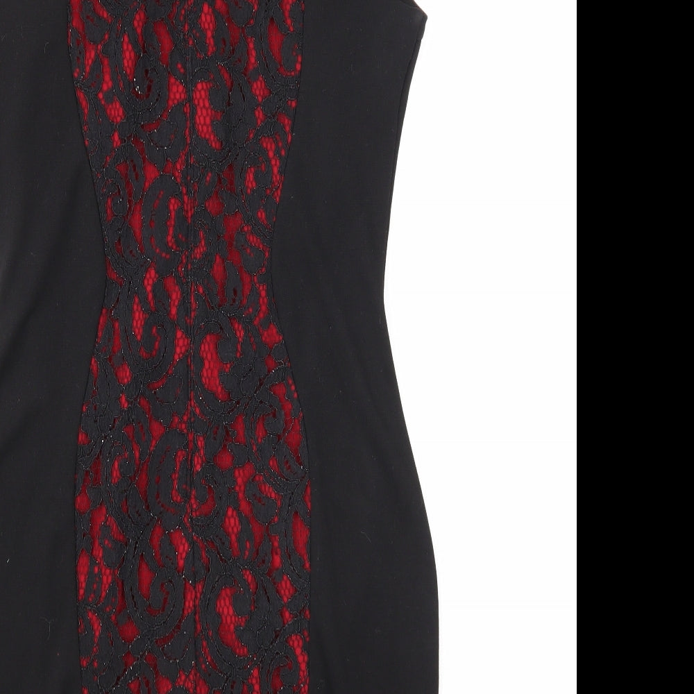 Lipsy Womens Black Polyester Pencil Dress Size 14 Boat Neck Zip