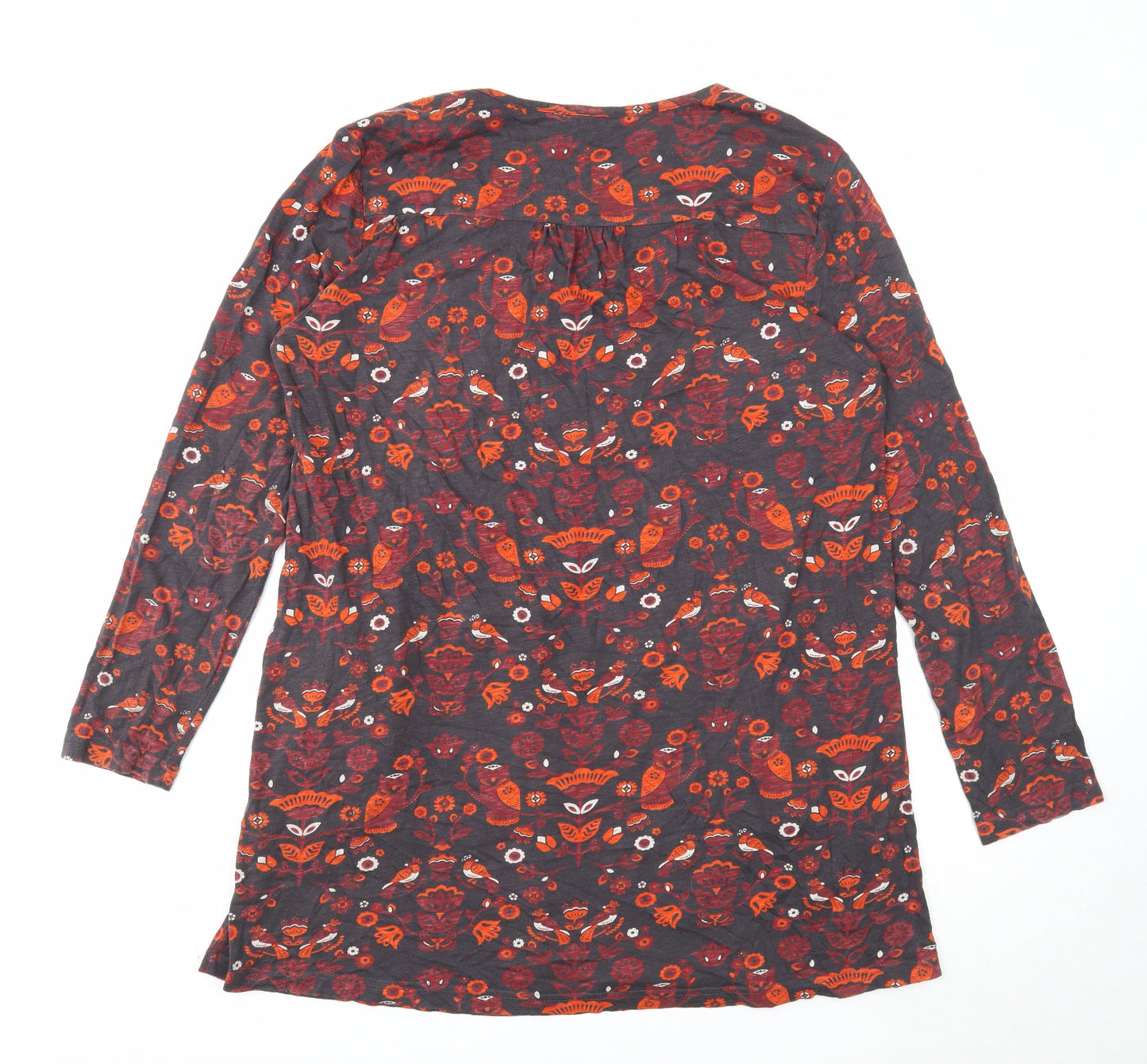 Nomads Womens Grey Geometric Cotton Basic T-Shirt Size 18 Scoop Neck