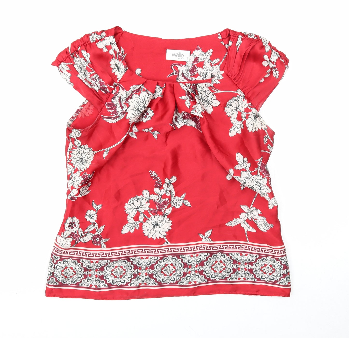 Wallis Womens Red Geometric Polyester Basic Blouse Size S Square Neck
