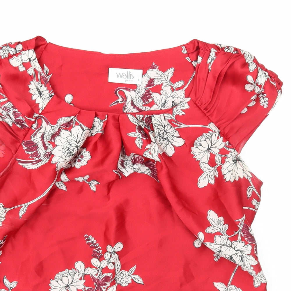 Wallis Womens Red Geometric Polyester Basic Blouse Size S Square Neck