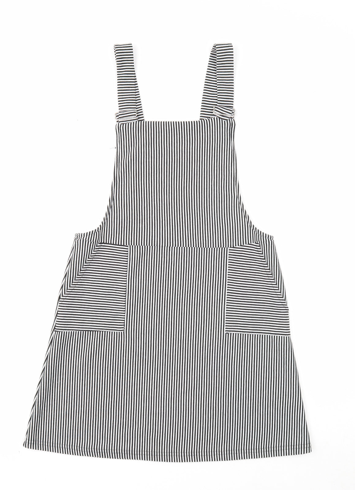 Atmosphere Womens Black Striped Polyester Pinafore/Dungaree Dress Size 10 Square Neck Pullover