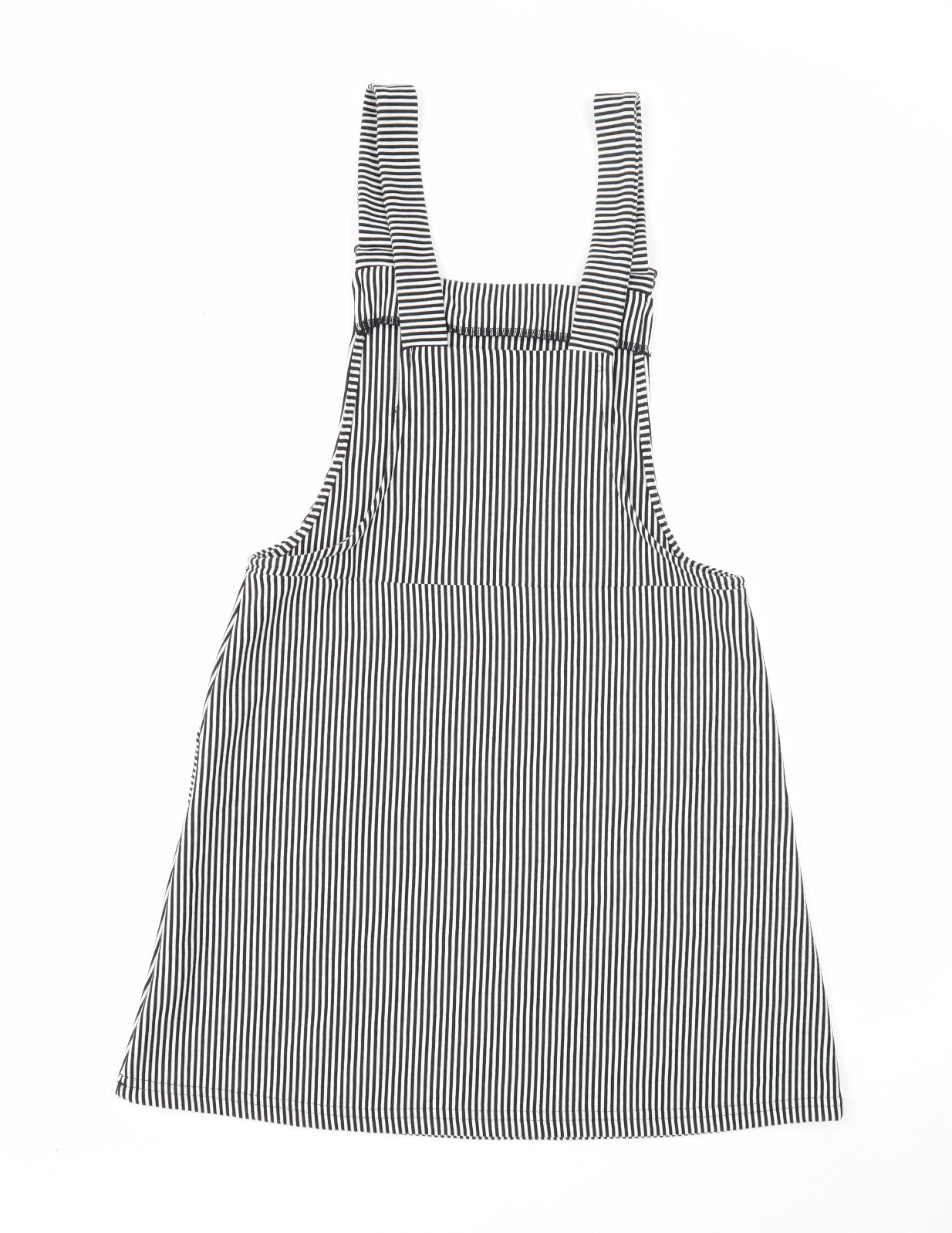 Atmosphere Womens Black Striped Polyester Pinafore/Dungaree Dress Size 10 Square Neck Pullover
