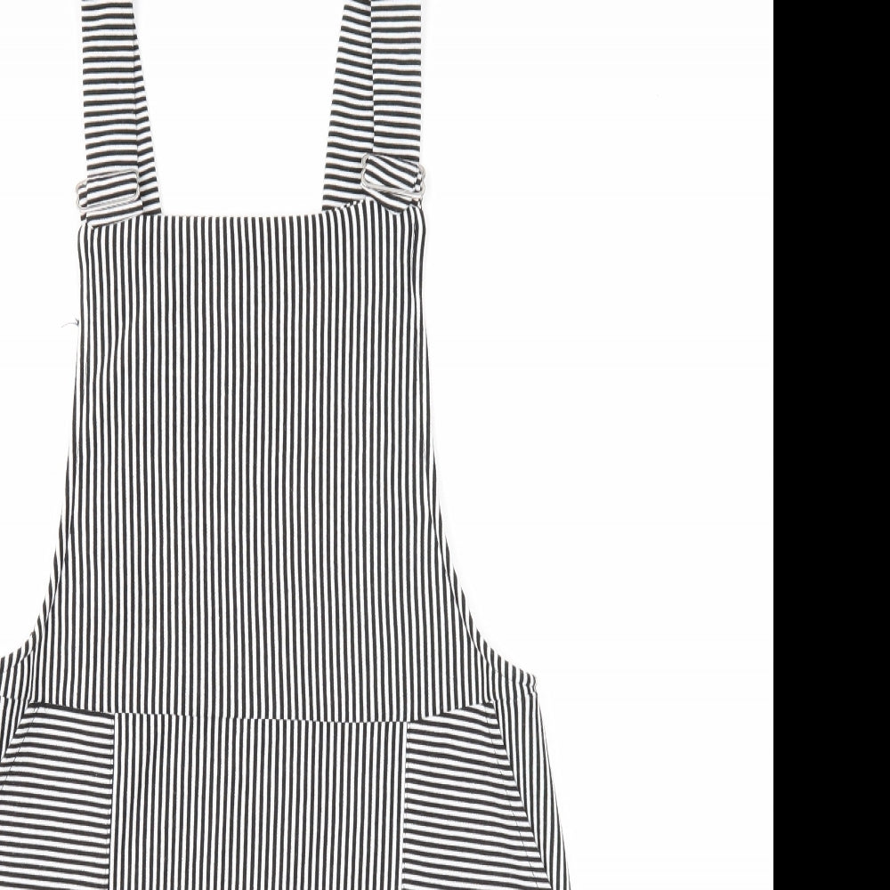 Atmosphere Womens Black Striped Polyester Pinafore/Dungaree Dress Size 10 Square Neck Pullover