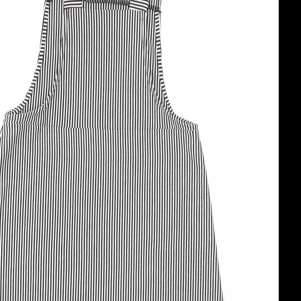Atmosphere Womens Black Striped Polyester Pinafore/Dungaree Dress Size 10 Square Neck Pullover
