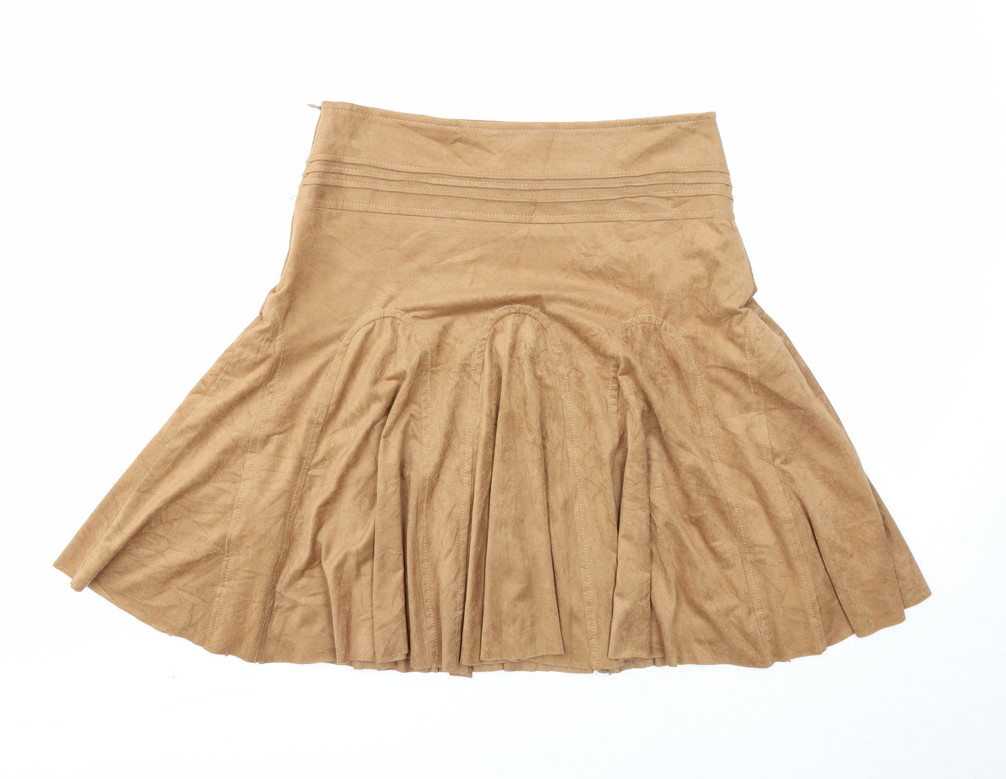 Formula Womens Brown Polyester Swing Skirt Size 10 Zip