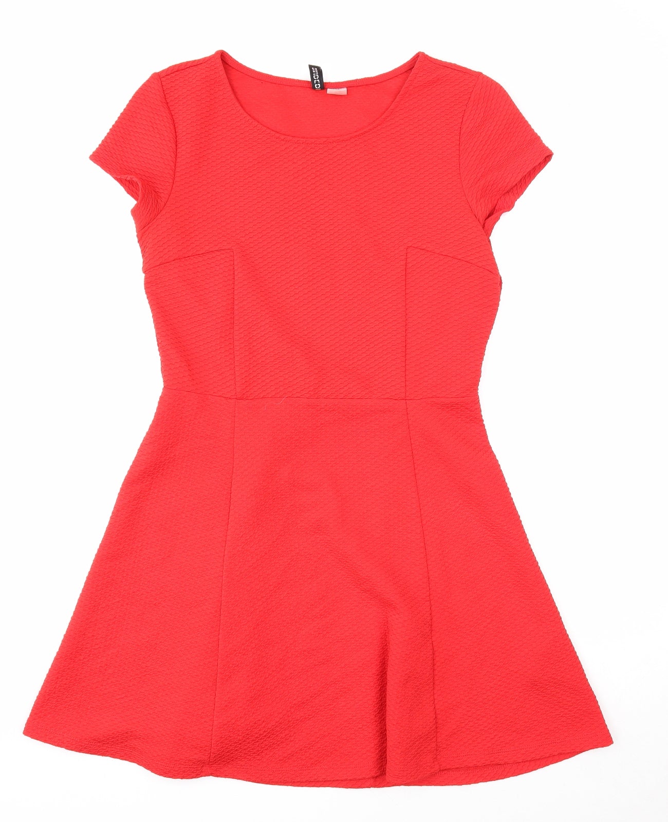 Divided Womens Red Polyester Skater Dress Size 14 Round Neck Pullover