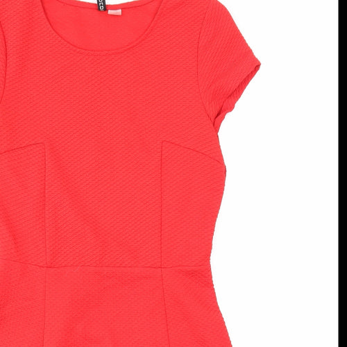 Divided Womens Red Polyester Skater Dress Size 14 Round Neck Pullover