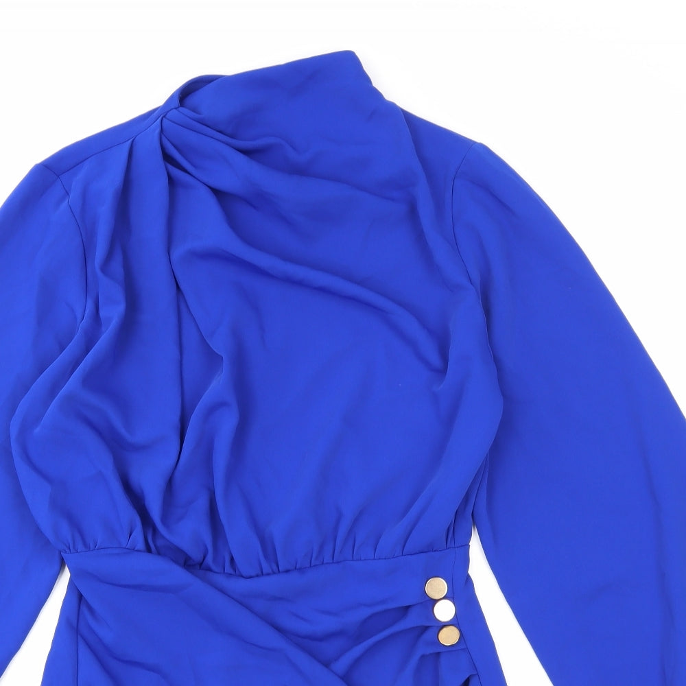 Zara Womens Blue Polyester Playsuit One-Piece Size M Zip