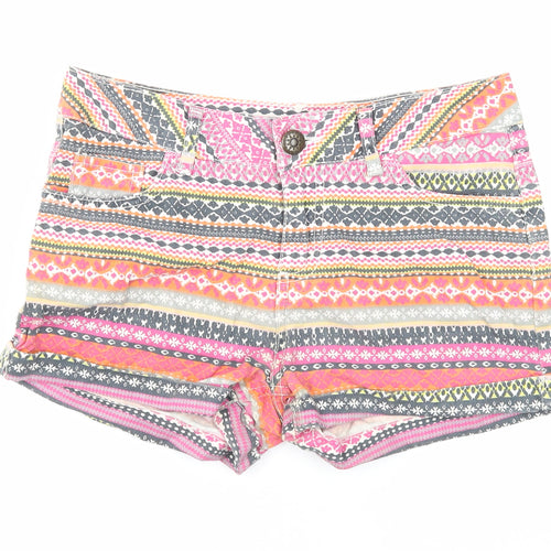 Denim Generation Girls Multicoloured Geometric Cotton Hot Pants Shorts Size 14 Years Regular Zip