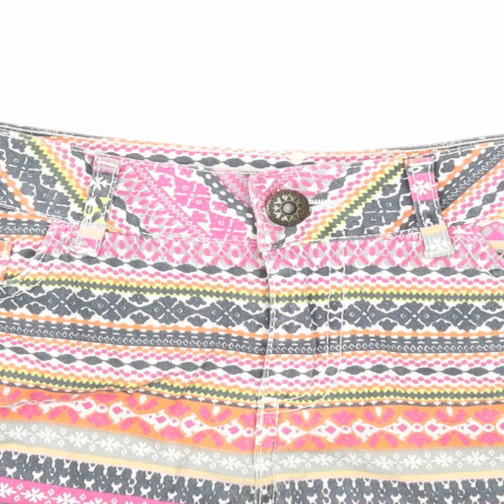 Denim Generation Girls Multicoloured Geometric Cotton Hot Pants Shorts Size 14 Years Regular Zip