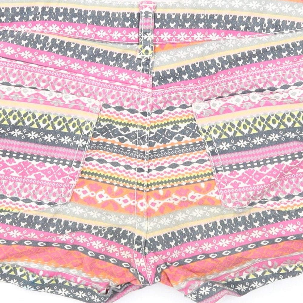 Denim Generation Girls Multicoloured Geometric Cotton Hot Pants Shorts Size 14 Years Regular Zip